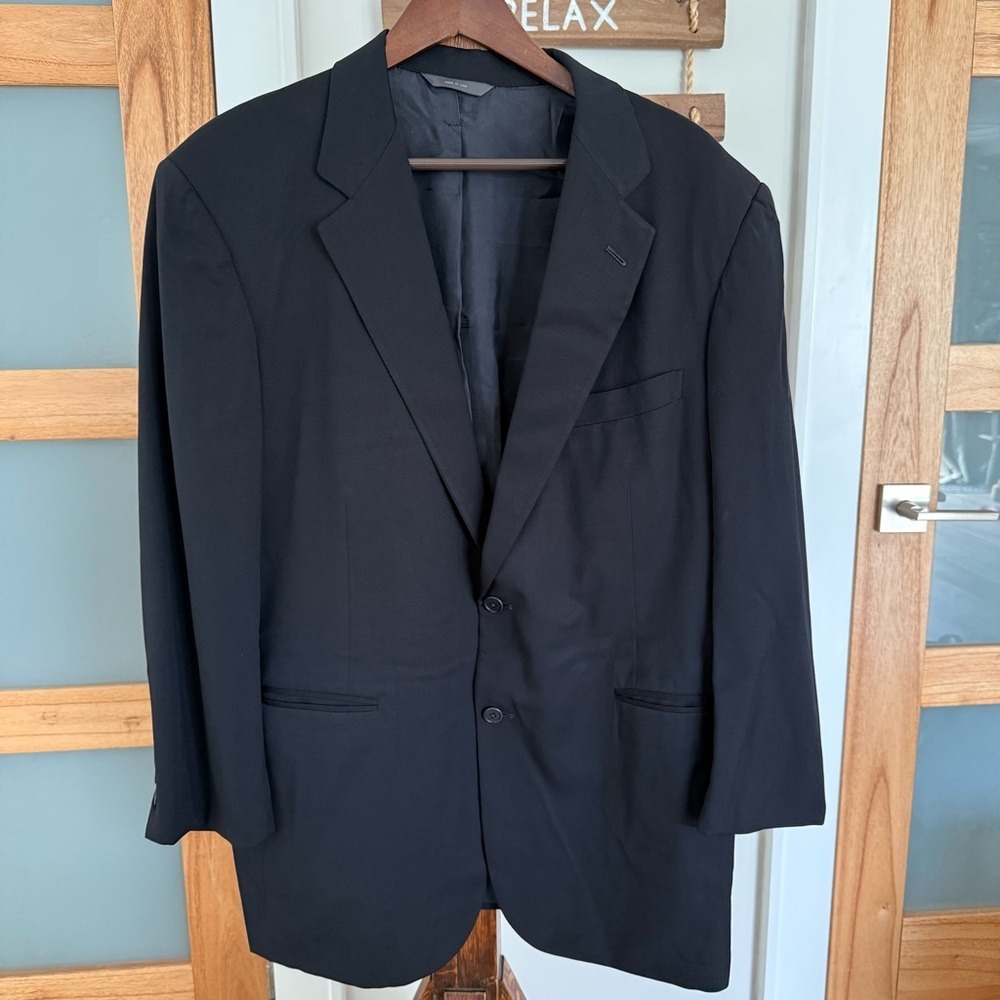 Brooks Brothers 100% Wool Elegant Solid Black Blazer Jacket Men's 42 Regular EUC